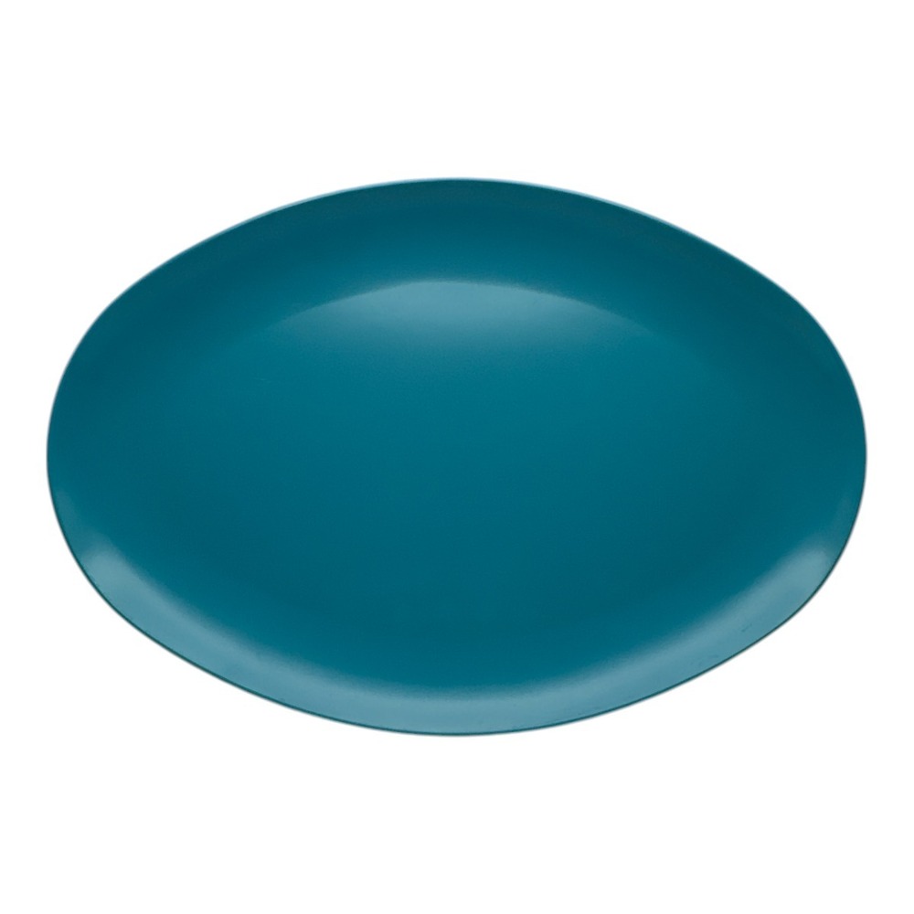 Vintage Allied Chemical Blue Turquoise Melamine Oval Plate Platter 12" EUC